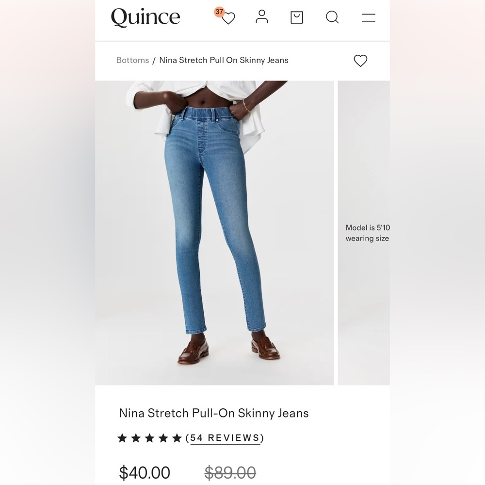 Quince Nina Stretch Pull-On Skinny Jean size medium